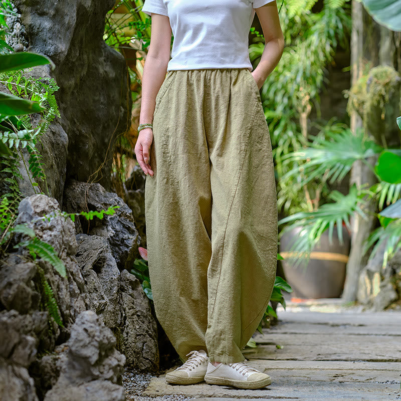 Pantalones harén de yoga sueltos de color sólido con Buddha Stones y bolsillos - image 3