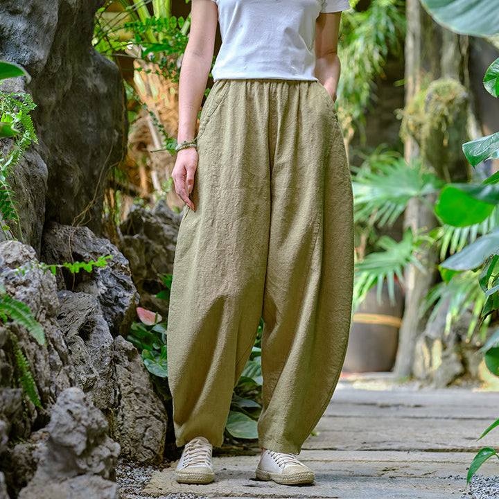 Pantalones harén de yoga sueltos de color sólido con Buddha Stones y bolsillos - image 4
