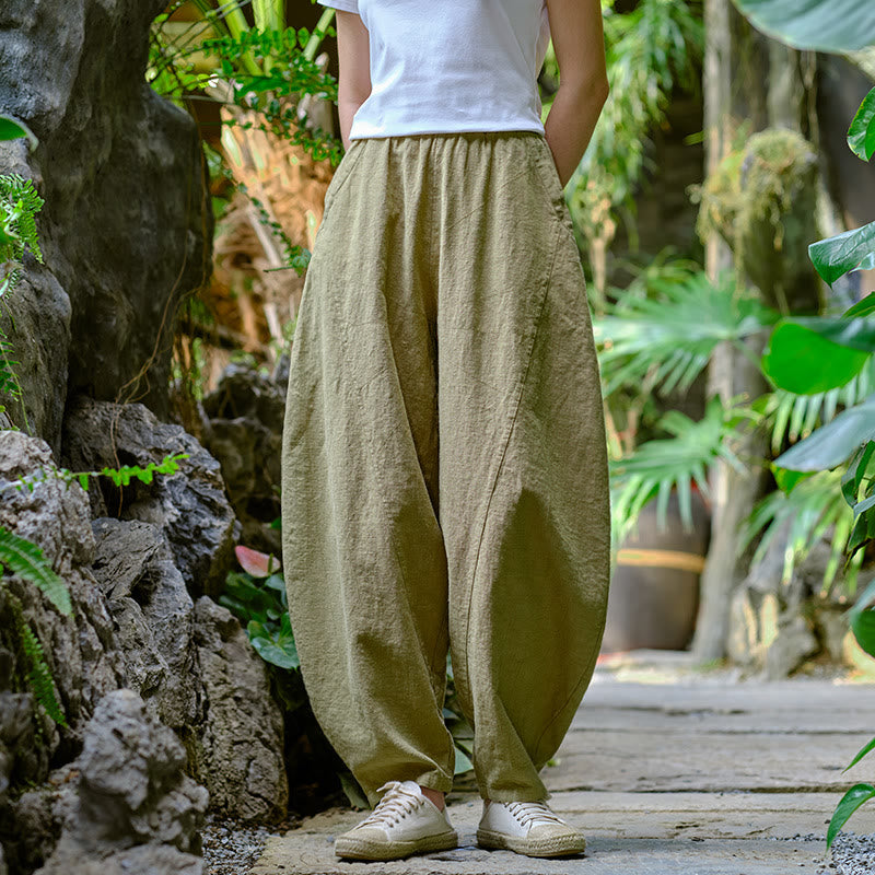 Pantalones harén de yoga sueltos de color sólido con Buddha Stones y bolsillos - image 5