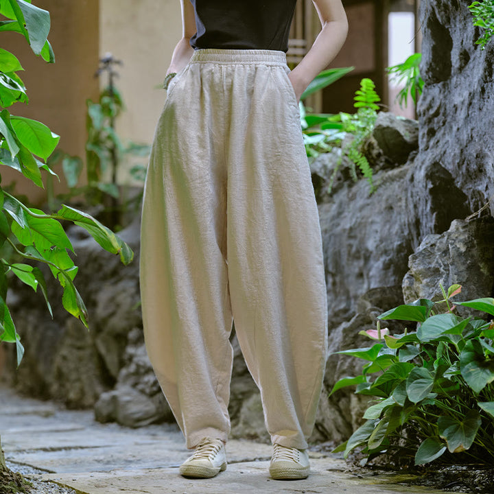 Pantalones harén de yoga sueltos de color sólido con Buddha Stones y bolsillos - image 8