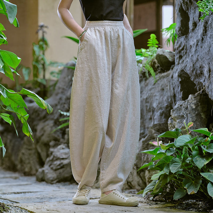 Pantalones harén de yoga sueltos de color sólido con Buddha Stones y bolsillos - image 10