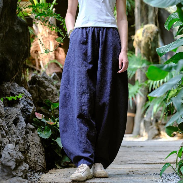 Pantalones harén de yoga sueltos de color sólido con Buddha Stones y bolsillos - image 20