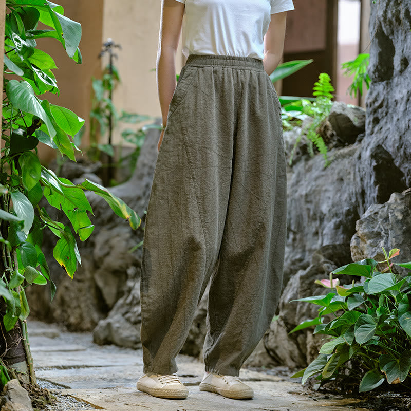 Pantalones harén de yoga sueltos de color sólido con Buddha Stones y bolsillos - image 31