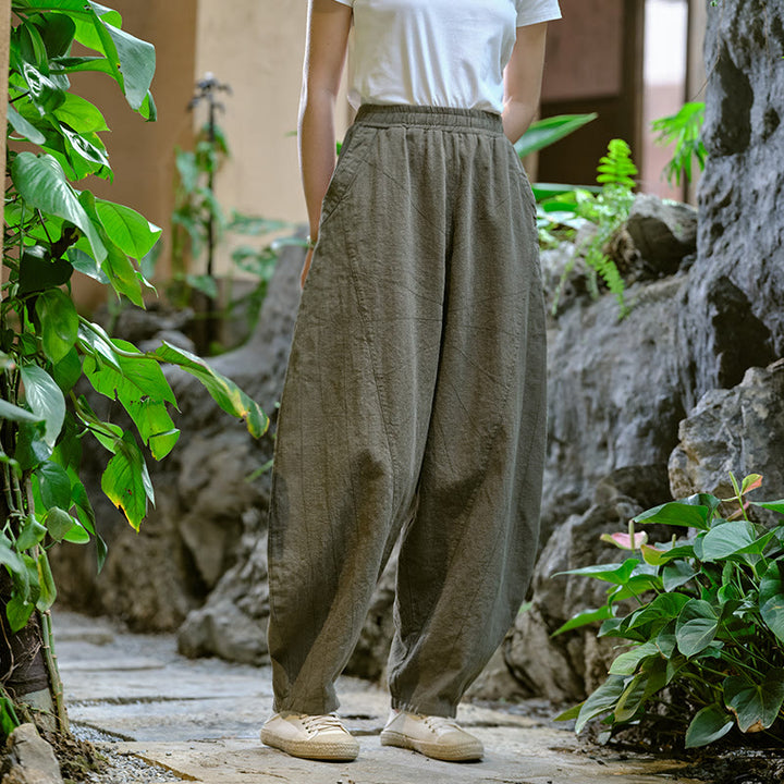 Pantalones harén de yoga sueltos de color sólido con Buddha Stones y bolsillos - image 31