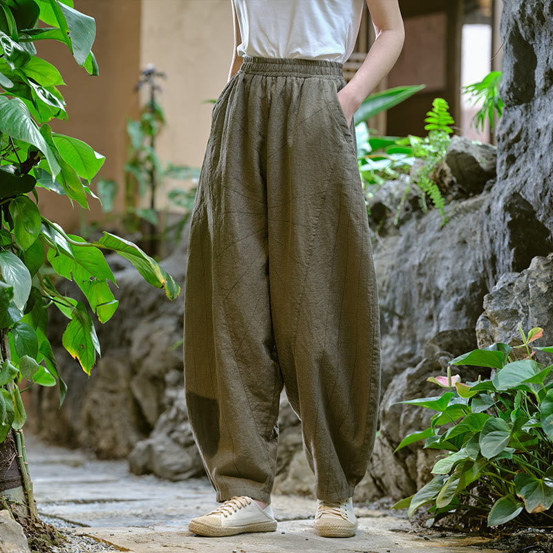Pantalones harén de yoga sueltos de color sólido con Buddha Stones y bolsillos - image 33