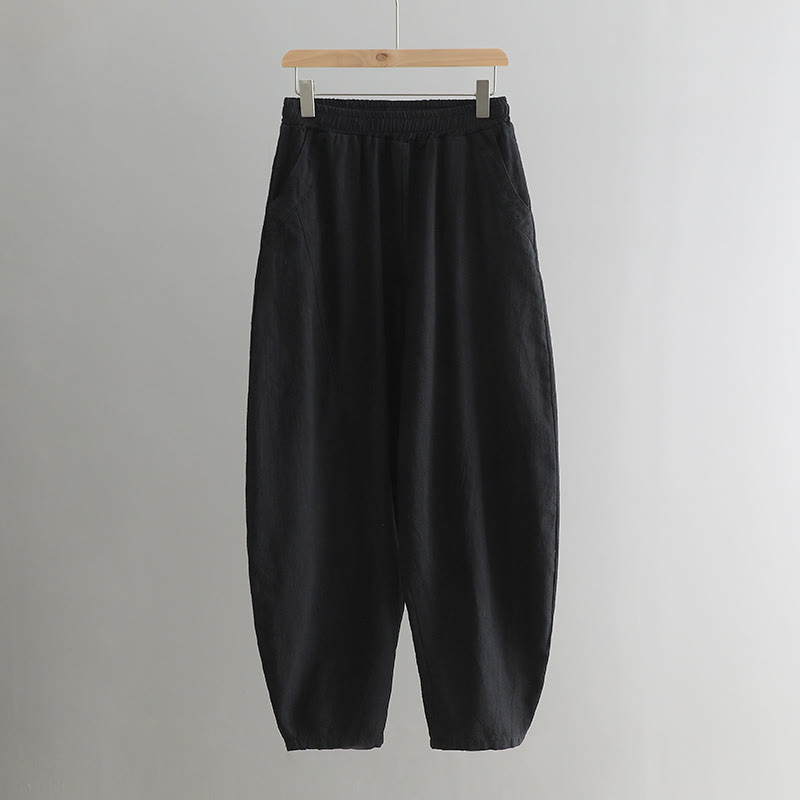 Pantalones harén de yoga sueltos de color sólido con Buddha Stones y bolsillos - image 48