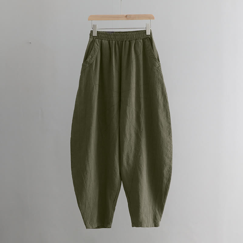Pantalones harén de yoga sueltos de color sólido con Buddha Stones y bolsillos - image 36