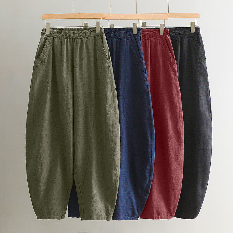Pantalones harén de yoga sueltos de color sólido con Buddha Stones y bolsillos - image 50