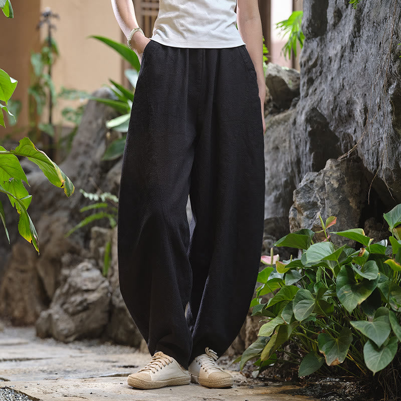 Pantalones harén de yoga sueltos de color sólido con Buddha Stones y bolsillos - image 45