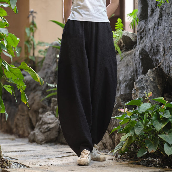Pantalones harén de yoga sueltos de color sólido con Buddha Stones y bolsillos - image 47