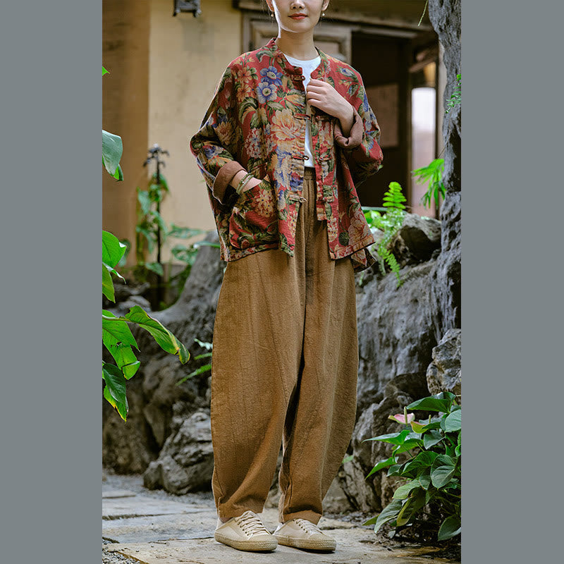 Pantalones harén de yoga sueltos de color sólido con Buddha Stones y bolsillos - image 42