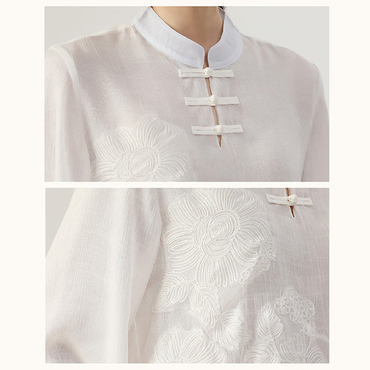 Conjunto de ropa de uniforme de Tai Chi para mujer, 2 uds., manga larga, botón de rana, meditación, oración, práctica Zen, Buddha Stones - image 8