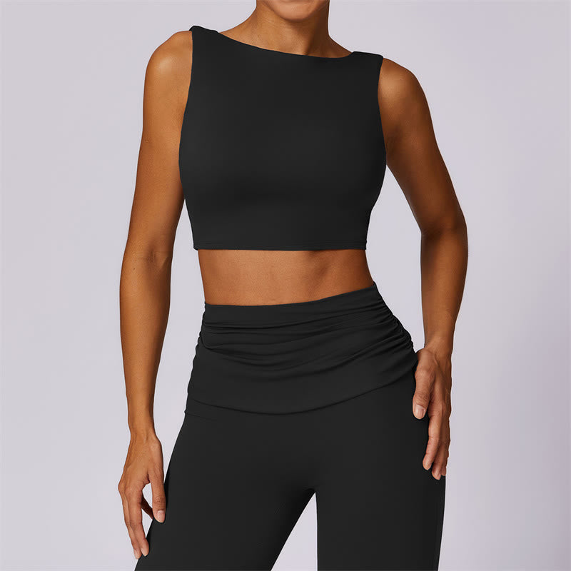 Buddha Stones Sin Mangas Sin Espalda Correa Tank Top Bra Pantalones Acampanados Deportes Fitness Yoga - Negro - Arriba - US8-10, UK/AU12-14, EU40-42 (XL) - image 30