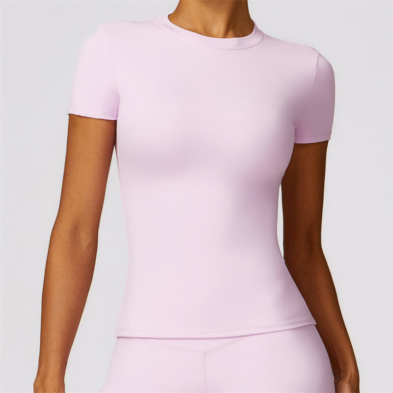 Buddha Stones - Camiseta de manga corta para mujer, polainas de cintura alta, pantalones para deportes y yoga - Rosa - Arriba - US8-10, UK/AU12-14, EU40-42 (XL)  - image 56
