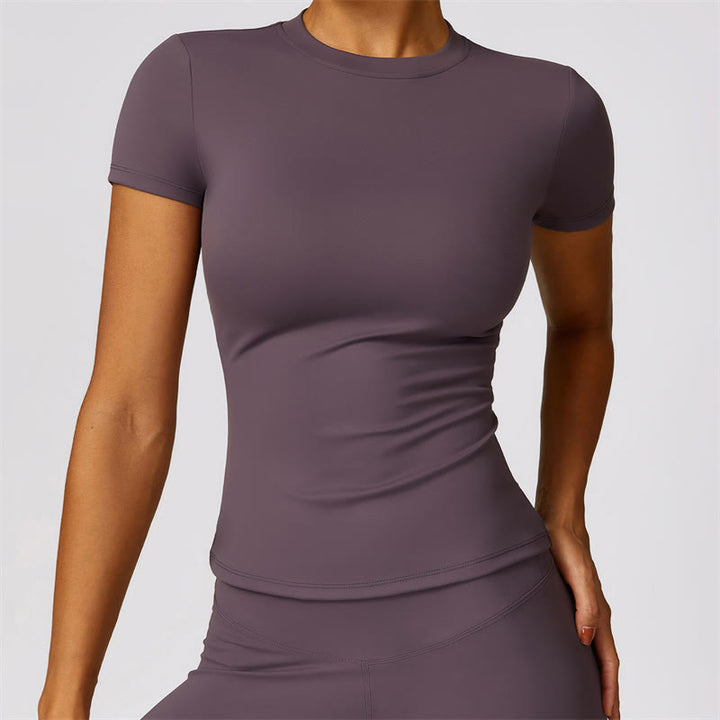 Buddha Stones - Camiseta de manga corta para mujer, polainas de cintura alta, pantalones para deportes y yoga - RosyBrown - Arriba - US8-10, UK/AU12-14, EU40-42 (XL)  - image 42