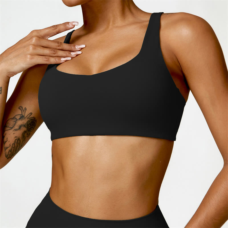 Buddha Stones Gimnasio Deportes Yoga Sin Espalda Bra Crop Tank Top Pantalones Cortos - Negro - Arriba - US6，UK/AU10，EU38 (XL) - image 0