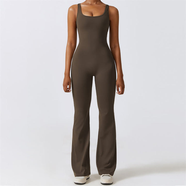 Buddha Stones - Mono sin mangas para mujer, pantalones acampanados, deportes, fitness, yoga - Marrón - US8-10, UK/AU12-14, EU40-42 (XL)  - image 12