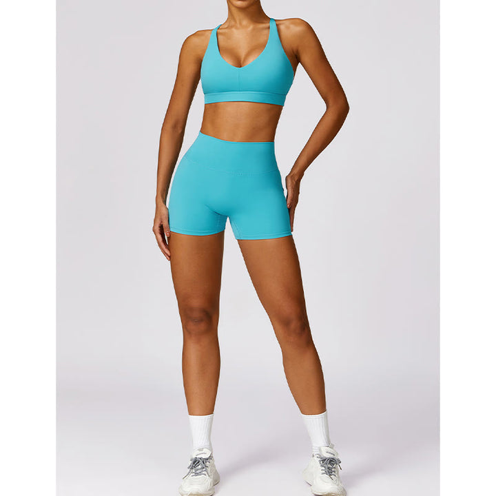 Buddha Stones Gimnasio Deportes Yoga Sin Espalda Bra Crop Tank Top Pantalones Cortos Transpirables - image 11