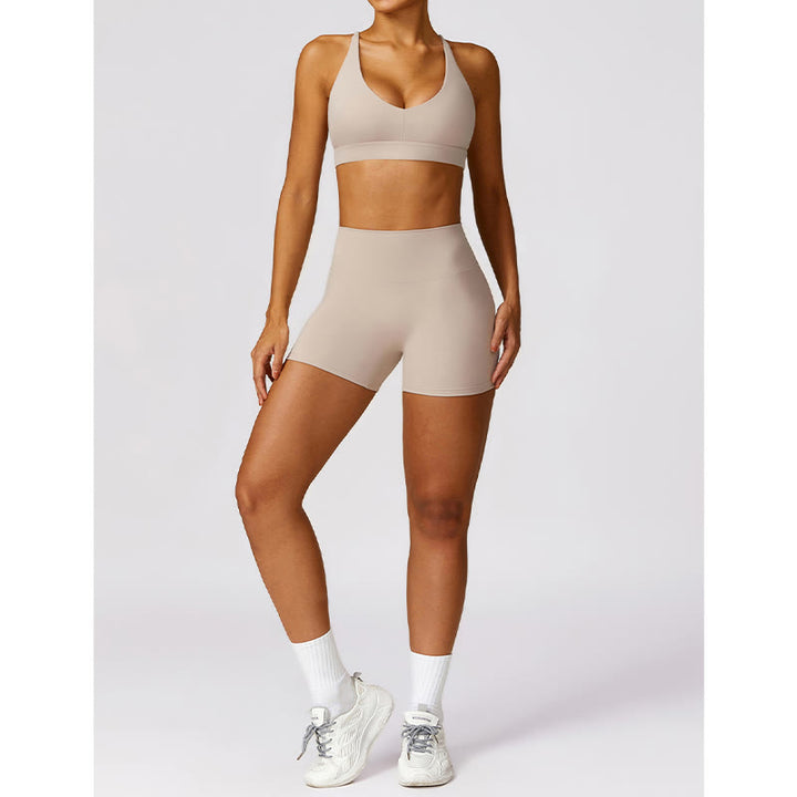 Buddha Stones Gimnasio Deportes Yoga Sin Espalda Bra Crop Tank Top Pantalones Cortos Transpirables