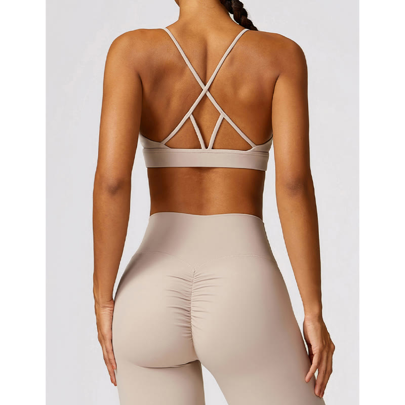 Buddha Stones Gimnasio Deportes Yoga Sin Espalda Bra Crop Tank Top Pantalones Cortos Transpirables