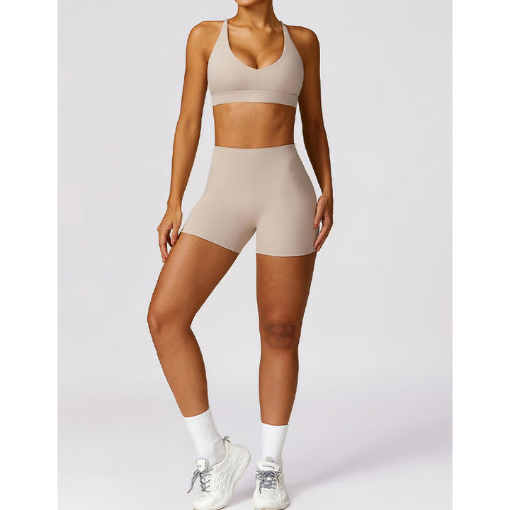 Buddha Stones Gimnasio Deportes Yoga Sin Espalda Bra Crop Tank Top Pantalones Cortos Transpirables