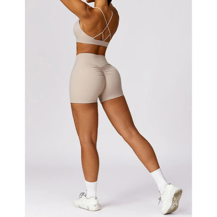 Buddha Stones Gimnasio Deportes Yoga Sin Espalda Bra Crop Tank Top Pantalones Cortos Transpirables - image 20