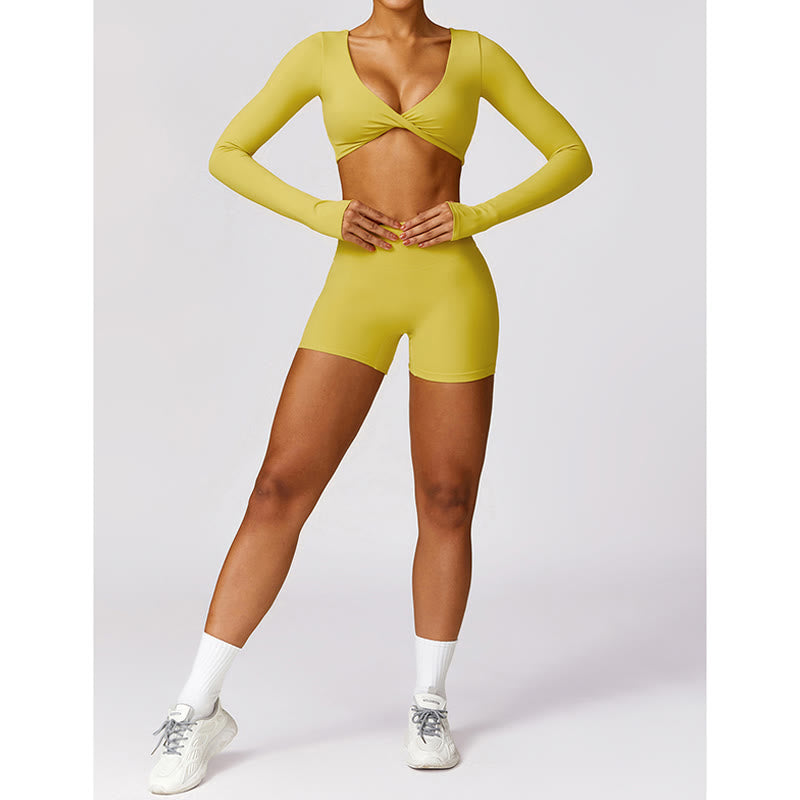 Buddha Stones Gimnasio Deportes Yoga Sin Espalda Bra Crop Tank Top Pantalones Cortos Transpirables