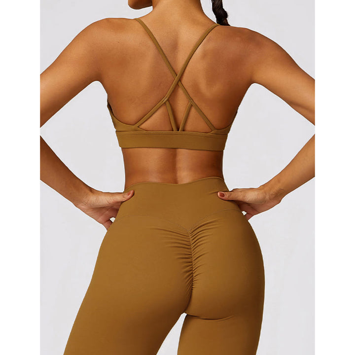 Buddha Stones Gimnasio Deportes Yoga Sin Espalda Bra Crop Tank Top Pantalones Cortos Transpirables