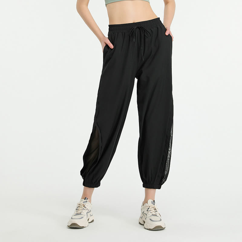 Pantalones deportivos holgados de cintura alta para fitness, yoga y fitness con estampado de Buddha Stones y bolsillos. - Negro - US8-10, UK/AU12-14, EU40-42 (XL)  - image 7