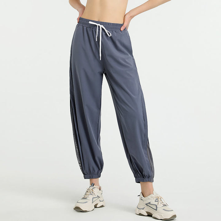 Pantalones deportivos holgados de cintura alta para fitness, yoga y fitness con estampado de Buddha Stones y bolsillos. - image 1