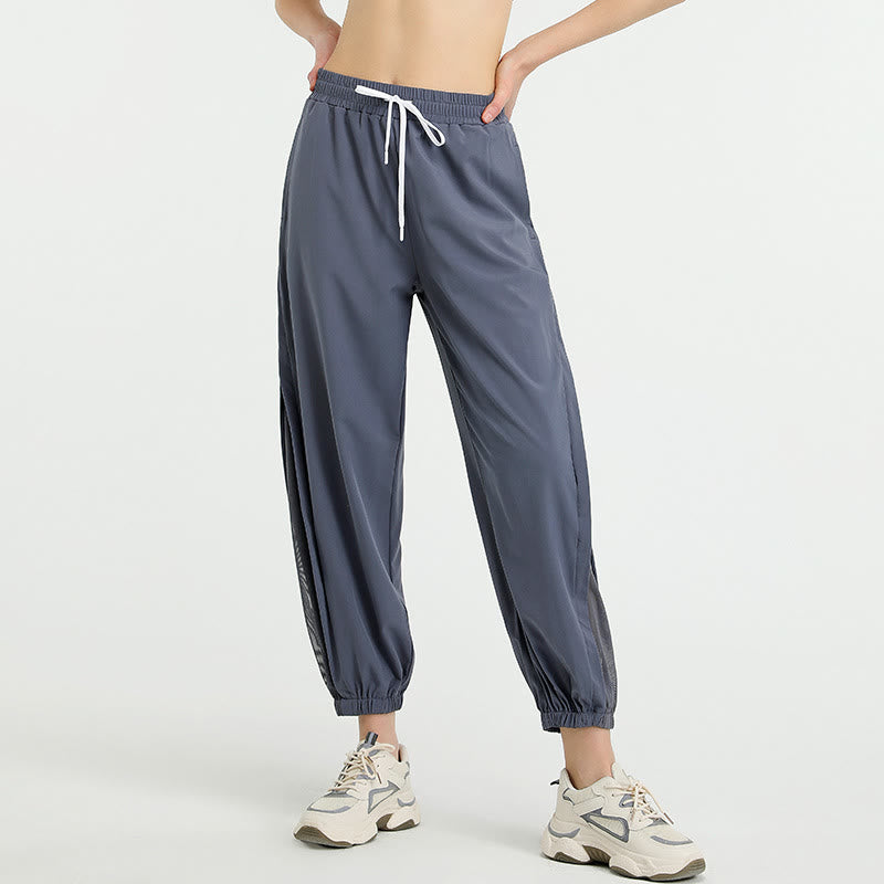 Pantalones deportivos holgados de cintura alta para fitness, yoga y fitness con estampado de Buddha Stones y bolsillos. - image 1