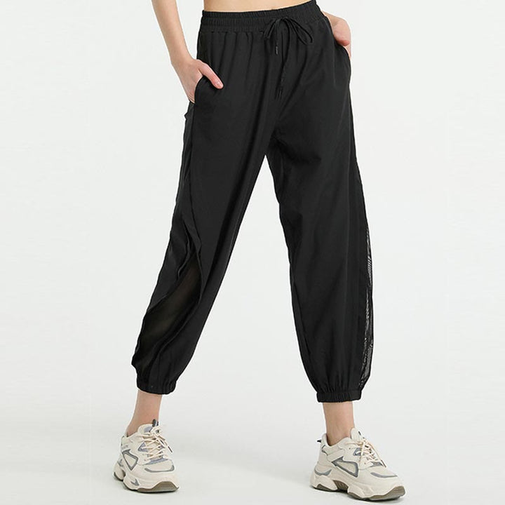 Pantalones deportivos holgados de cintura alta para fitness, yoga y fitness con estampado de Buddha Stones y bolsillos. - image 9