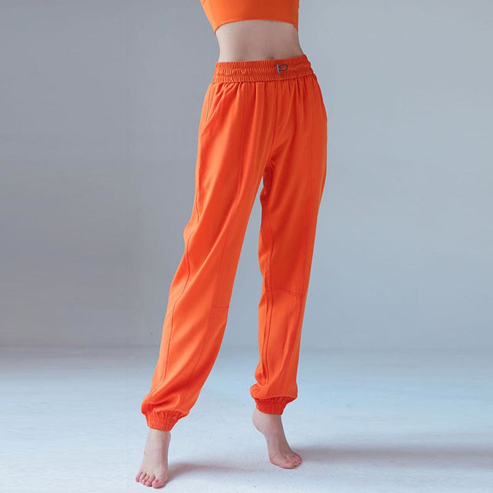 Pantalones deportivos de cintura alta con diseño de Buddha Stones , para fitness, yoga, deportes, con bolsillos - Naranja - US8-10, UK/AU12-14, EU40-42 (XL) - image 0