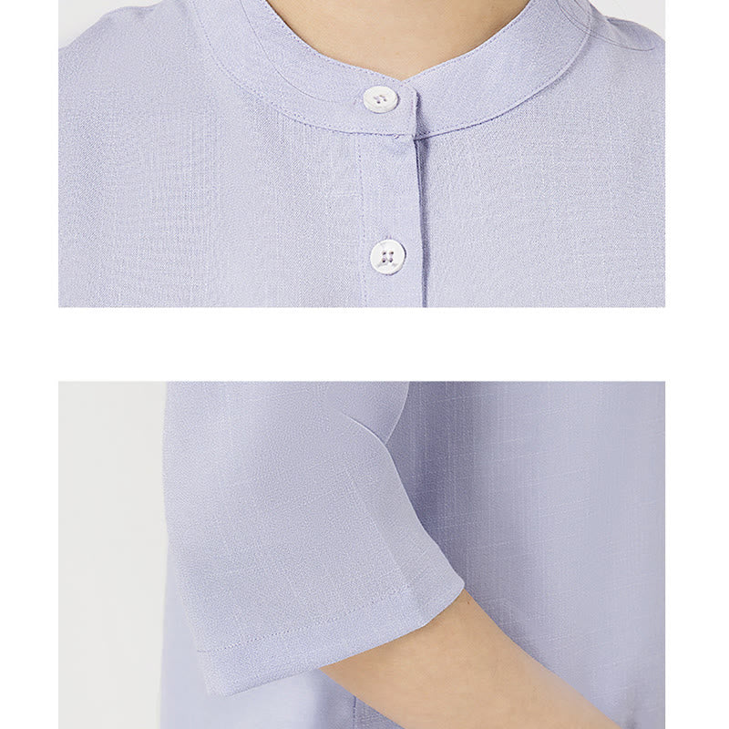 Conjunto de ropa de lino y algodón para mujer, camisa de tres cuartos de Color sólido con Buddha Stones , pantalones superiores, meditación Zen, Tai Chi, 2 uds.