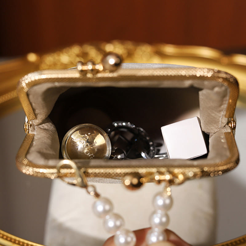 Bolso bandolera con cadena de metal y perlas bordadas con mariposas y flores pequeñas de Buddha Stones, bolso cruzado para teléfono móvil - image 4