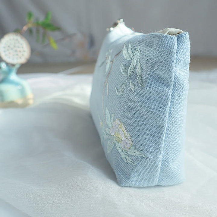 Cartera de lona Buddha Stones, flor pequeña, ciruela, cereza, grulla, flor de melocotón