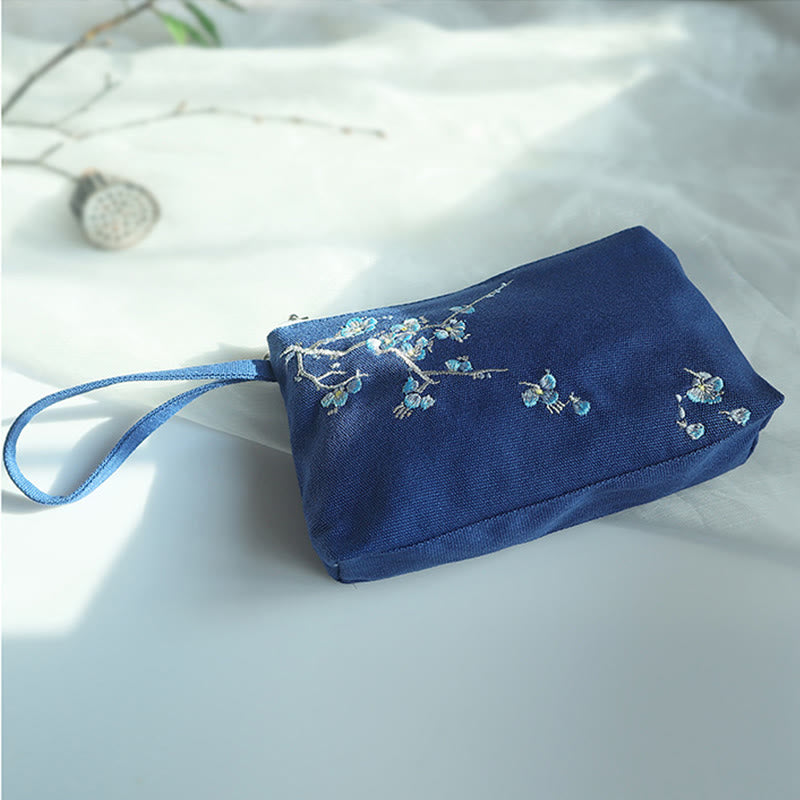 Cartera de lona Buddha Stones, flor pequeña, ciruela, cereza, grulla, flor de melocotón