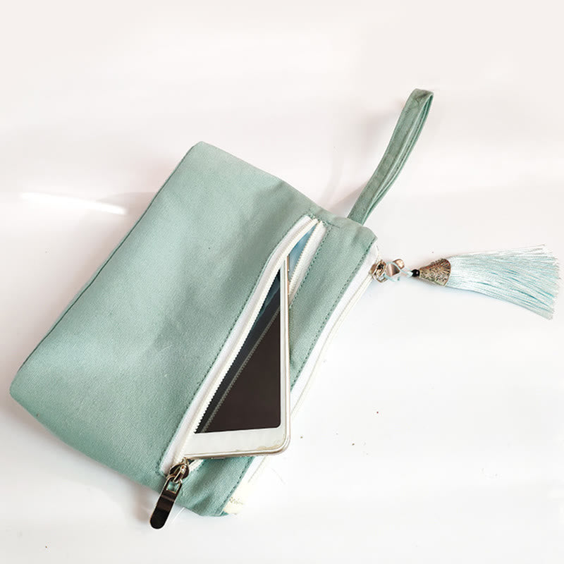 Cartera de lona Buddha Stones, flor pequeña, ciruela, cereza, grulla, flor de melocotón - image 4