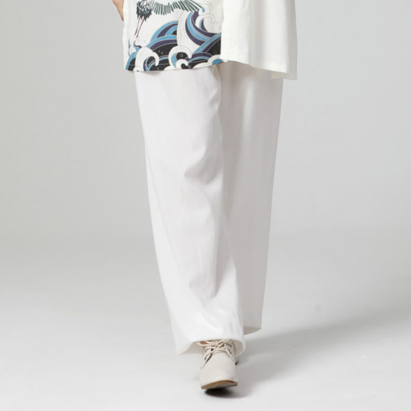 Conjunto de ropa de práctica de Zen Tai Chi Qigong, Buddha Stones , Grulla Blanca, algodón, lino, meditación, oración espiritual