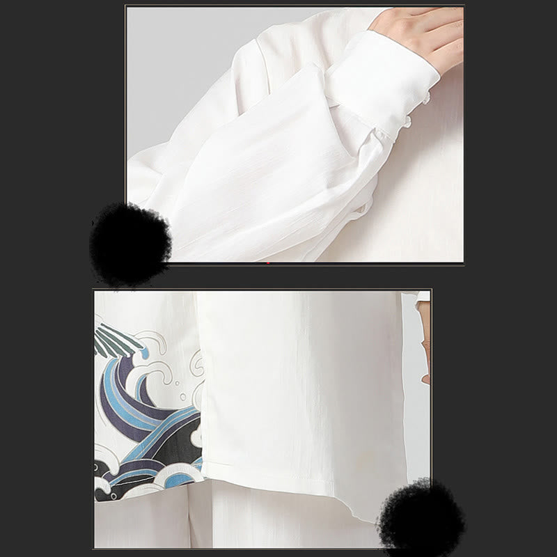 Conjunto de ropa de práctica de Zen Tai Chi Qigong, Buddha Stones , Grulla Blanca, algodón, lino, meditación, oración espiritual - image 13