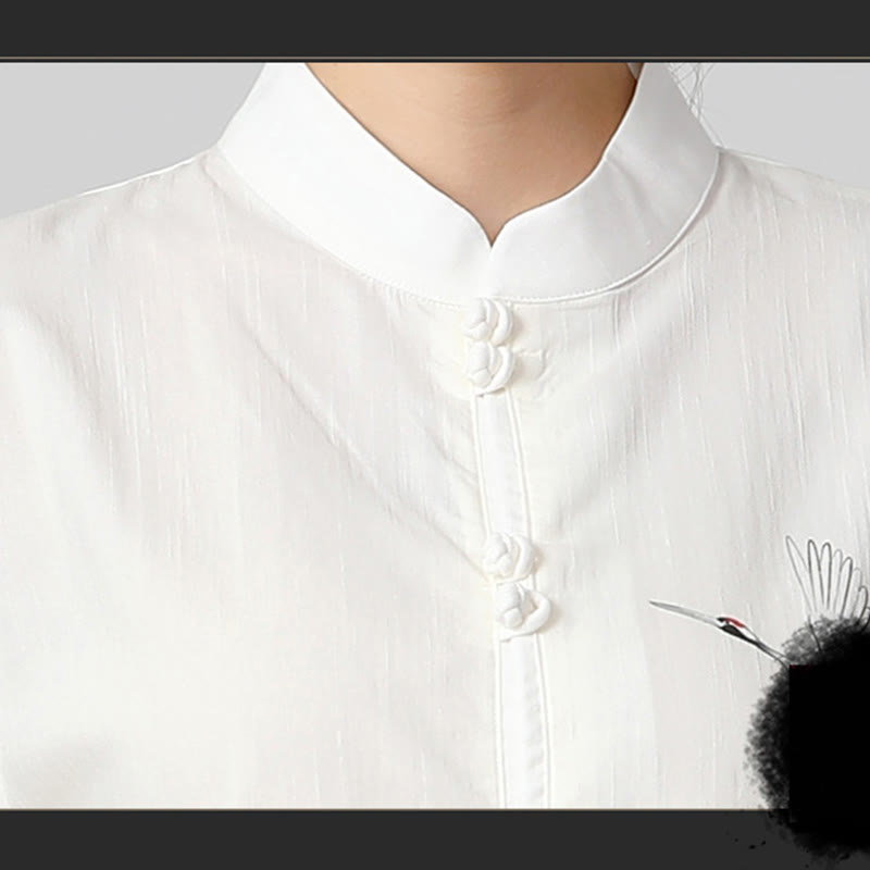 Conjunto de ropa de práctica de Zen Tai Chi Qigong, Buddha Stones , Grulla Blanca, algodón, lino, meditación, oración espiritual