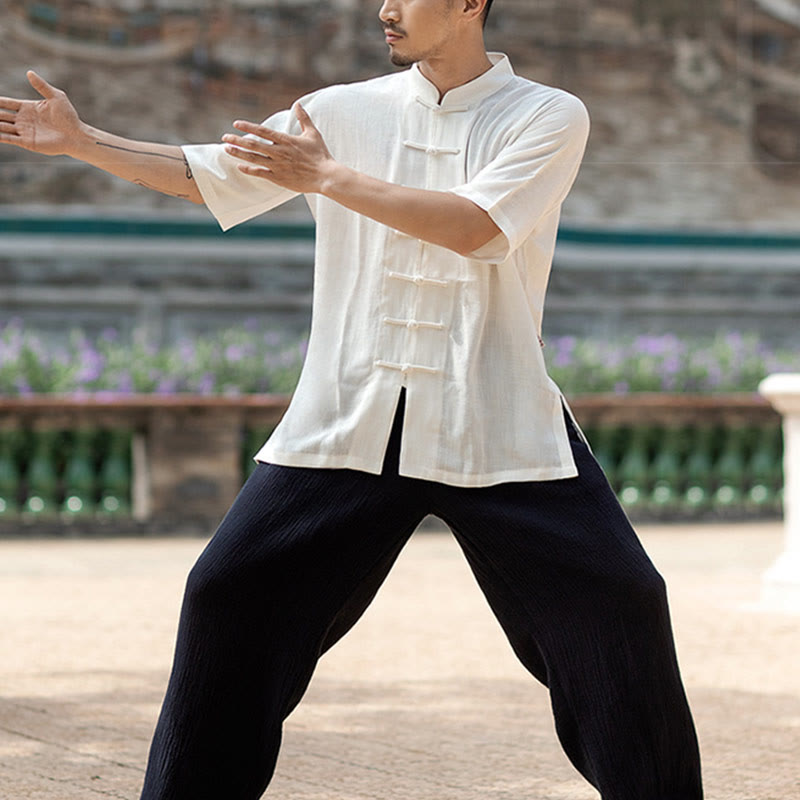 Buddha Stones Color sólido botón de rana meditación oración espiritual Zen Tai Chi Qigong práctica conjunto de ropa Unisex - image 10