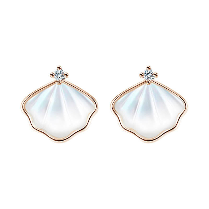 Juego de joyas de plata de ley 925 con Buddha Stones, concha de piedra Tridacna, colgante, pulsera, pendientes - Oro rosa - Pendientes - image 6