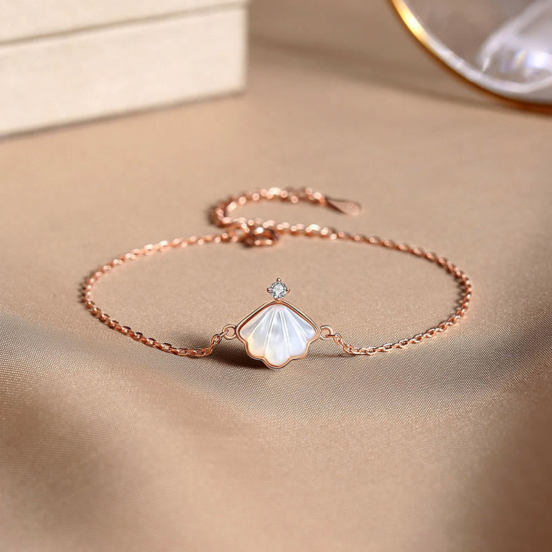 Juego de joyas de plata de ley 925 con Buddha Stones, concha de piedra Tridacna, colgante, pulsera, pendientes - Oro rosa - Pulsera (circunferencia de muñeca 14-17 cm) - image 4