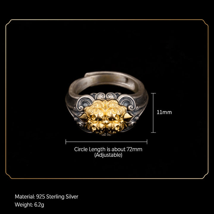 Anillo ajustable con protección de calavera tibetana de plata de ley 925 con Buddha Stones - image 7