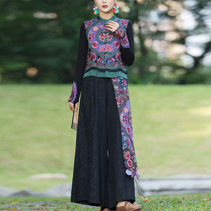 Chaleco sin mangas con diseño de traje Tang de lino y algodón con bordado de botones de rana y piedras de Buddha Stones - image 5