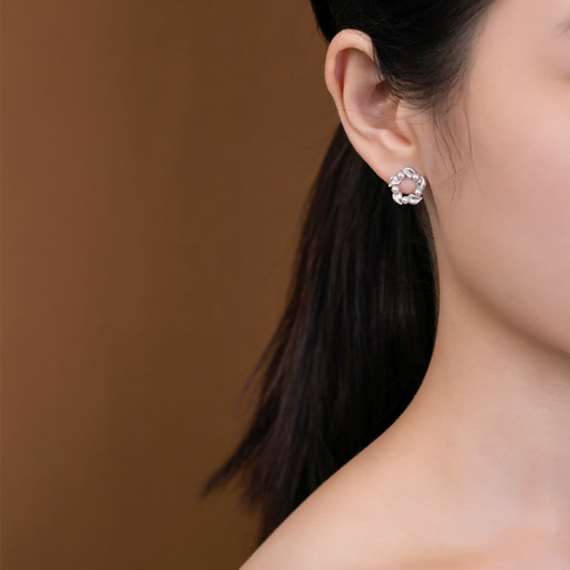 Juego de pendientes y anillo con colgante de sabiduría curativa con diseño de hoja de perlas de plata de ley 925 con Buddha Stones - image 4