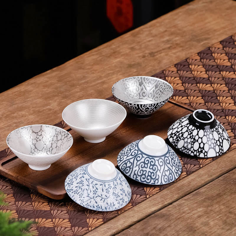 Tazas de té de cerámica de plata dorada con diseño del Tíbet y Buddha Stones , tazas de té de Kung Fu, 55ml