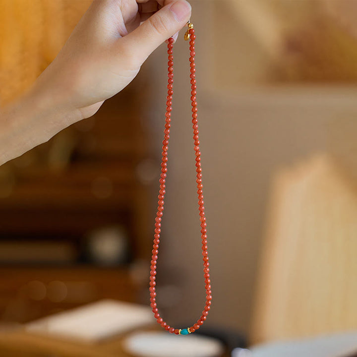 Juego de anillos y colgante de collar, pulsera de confianza, turquesa, ágata roja Natural, chapado en plata de ley 925, Buddha Stones