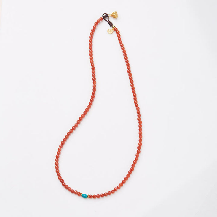 Juego de anillos y colgante de collar, pulsera de confianza, turquesa, ágata roja Natural, chapado en plata de ley 925, Buddha Stones